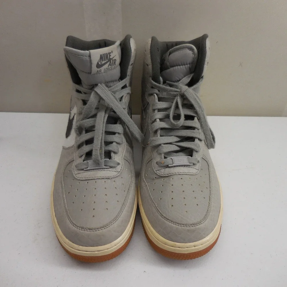 Nike Air Force 1 High Wolf Grey Croc Embossed Gum Sole Sneakers 654440-008 US 10